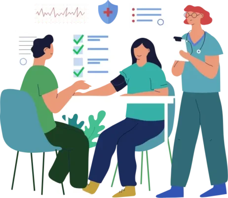 Patient receiving a consultation.